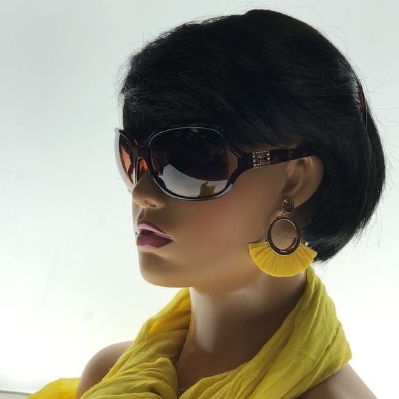 Oleg Cassini Huge Round Tortoise Shell Frame Medium Arm Yellow Tint - Picture 1 of 7